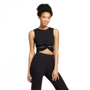 Twist/slit front crop top